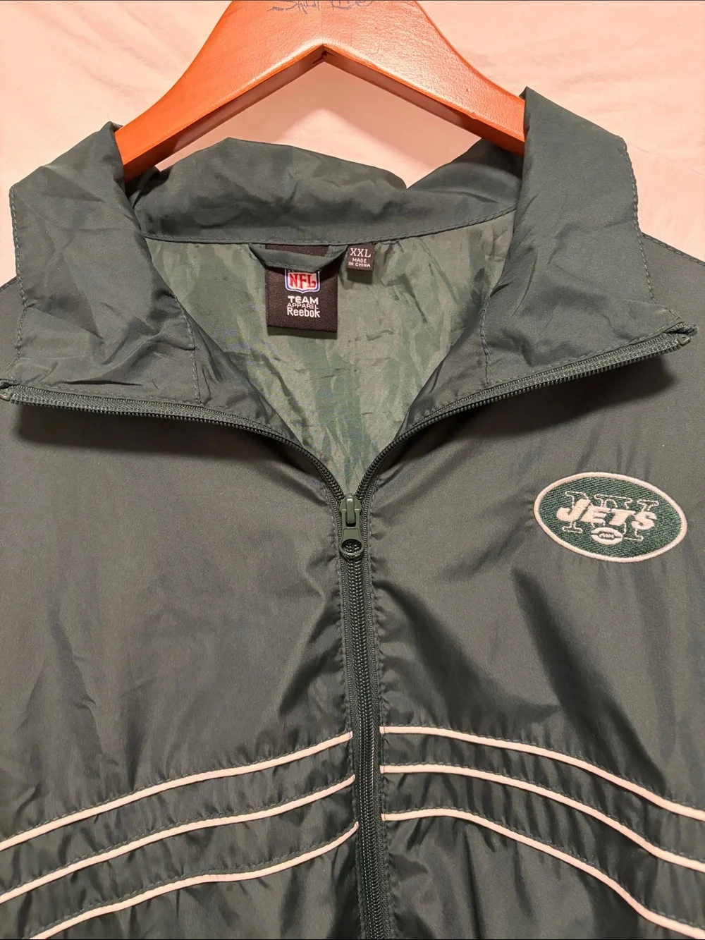 EUC Reebok SI Green White and Gray NY Jets Windbreaker Jacket XXL